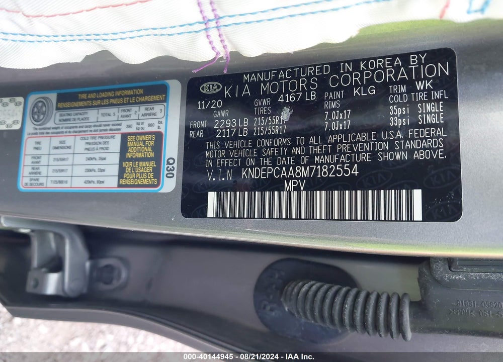 2021 KIA SELTOS LX VIN: KNDEPCAA8M7182554
