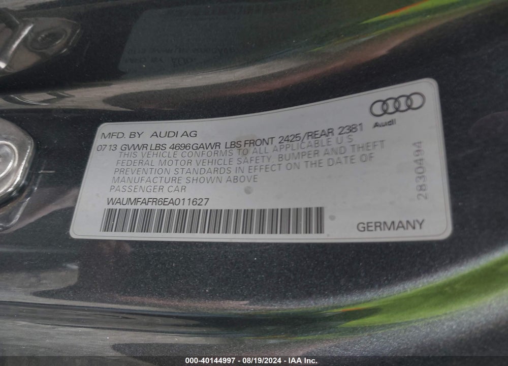 2014 AUDI A5 2.0T PREMIUM VIN: WAUMFAFR6EA011627