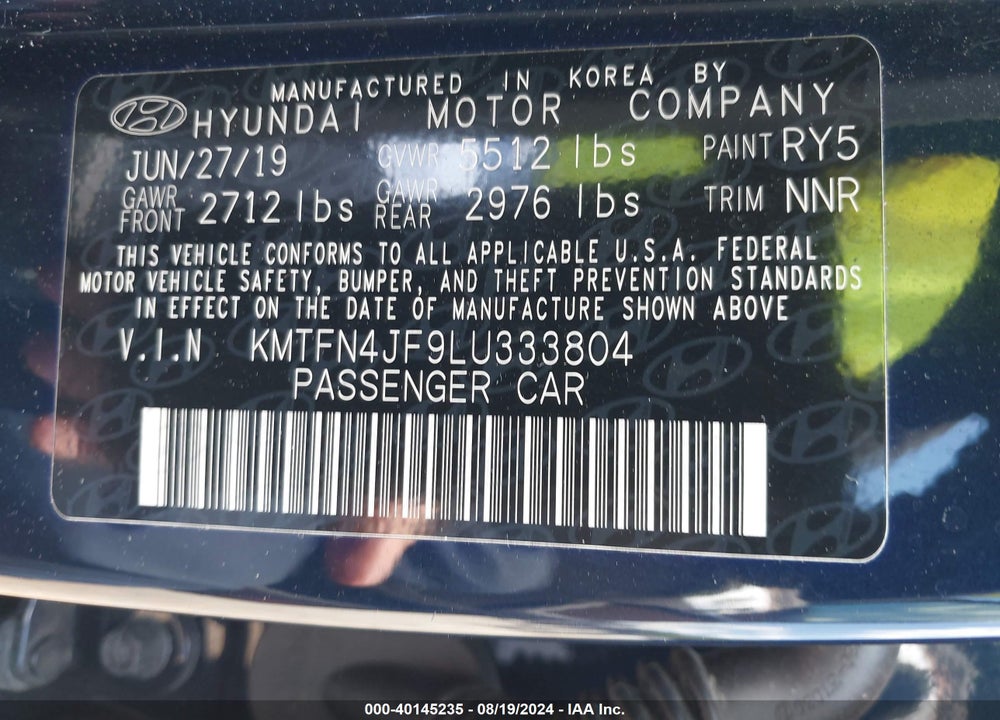 2020 GENESIS G80 5.0 ULTIMATE RWD VIN: KMTFN4JF9LU333804