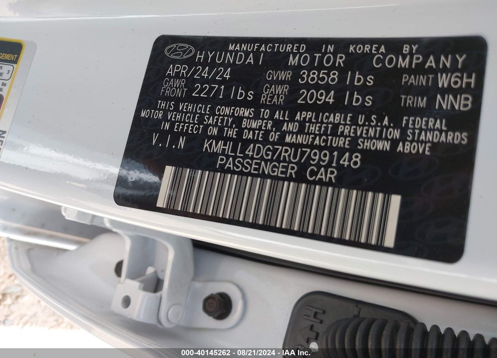 2024 HYUNDAI ELANTRA SE VIN: KMHLL4DG7RU799148