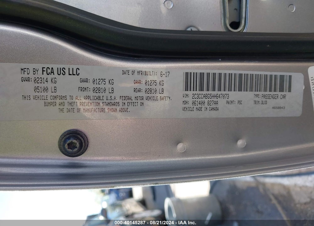 2017 CHRYSLER 300 300S VIN: 2C3CCABG5HH647073