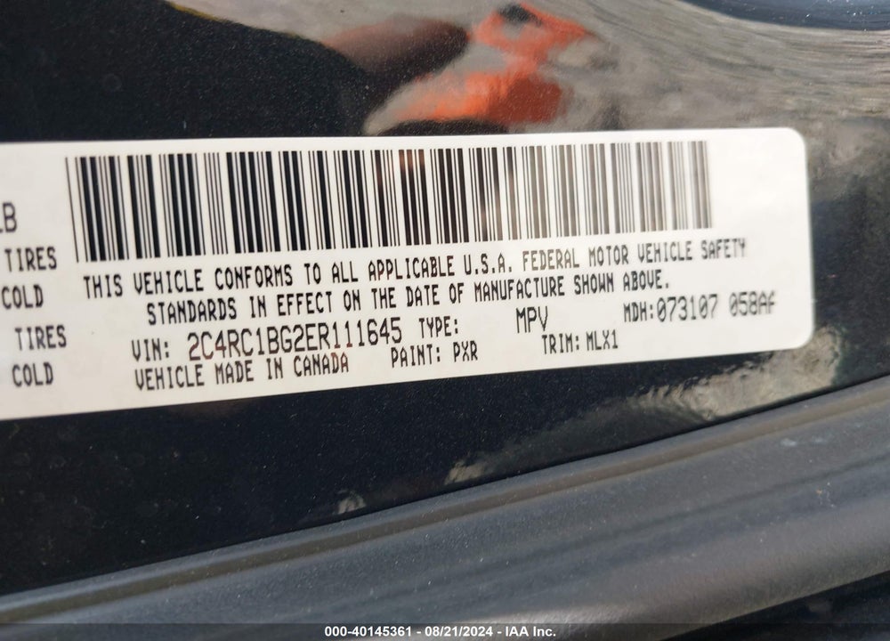 2014 CHRYSLER TOWN & COUNTRY TOURING VIN: 2C4RC1BG2ER111645