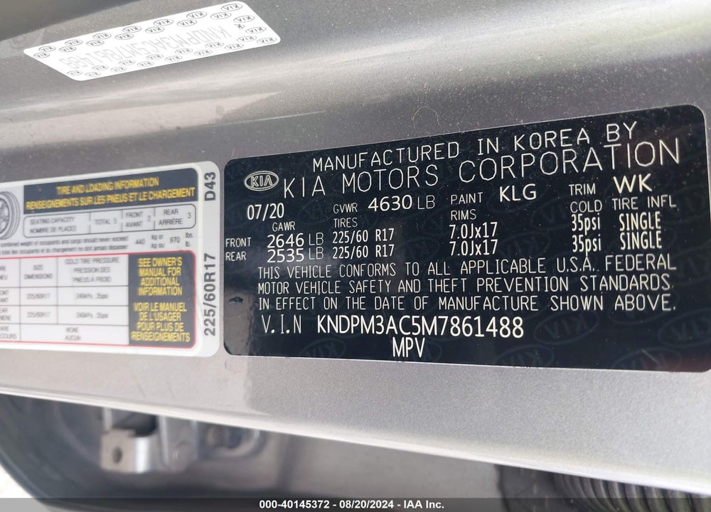 2021 KIA SPORTAGE LX VIN: KNDPM3AC5M7861488