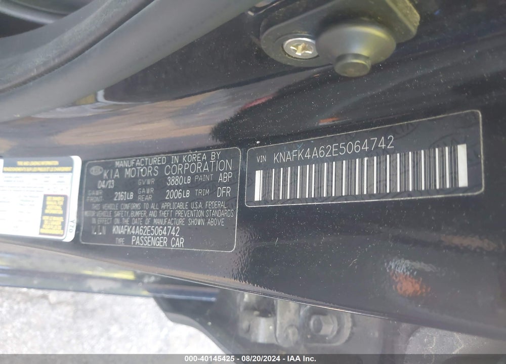 2014 KIA FORTE LX VIN: KNAFK4A62E5064742