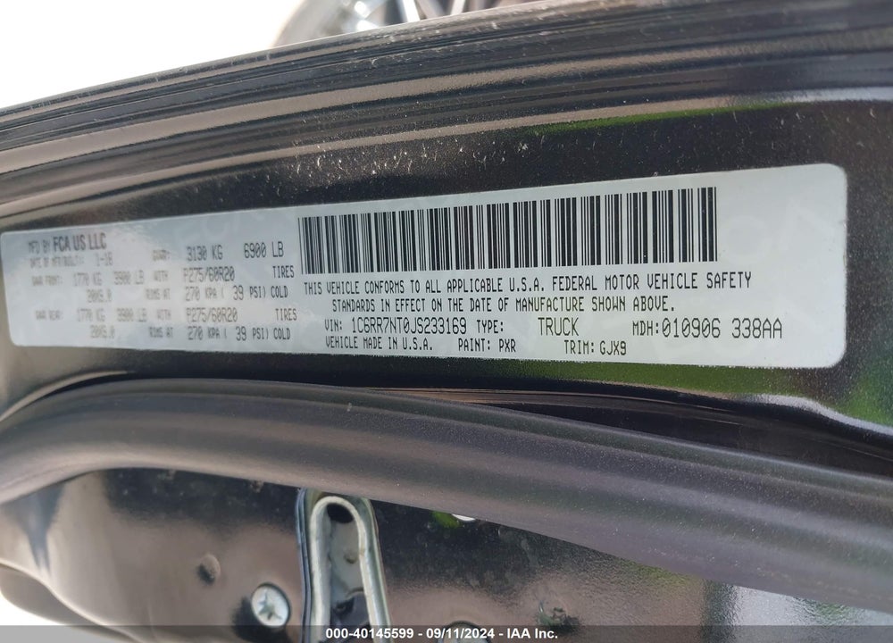 2018 RAM 1500 VIN: 1C6RR7NT0JS233169