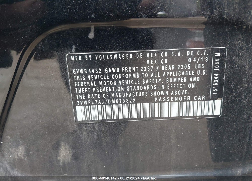 2013 VOLKSWAGEN JETTA SPORTWAGEN 2.0L TDI VIN: 3VWPL7AJ7DM679822