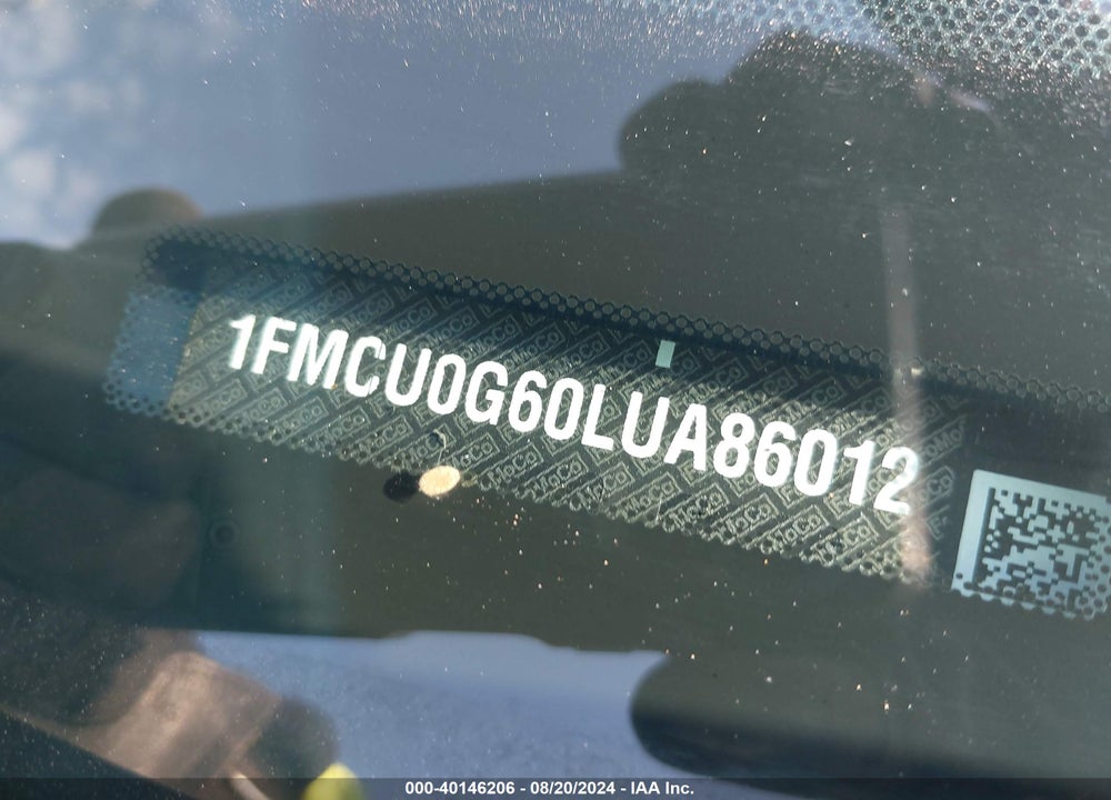 2020 FORD ESCAPE SE VIN: 1FMCU0G60LUA86012