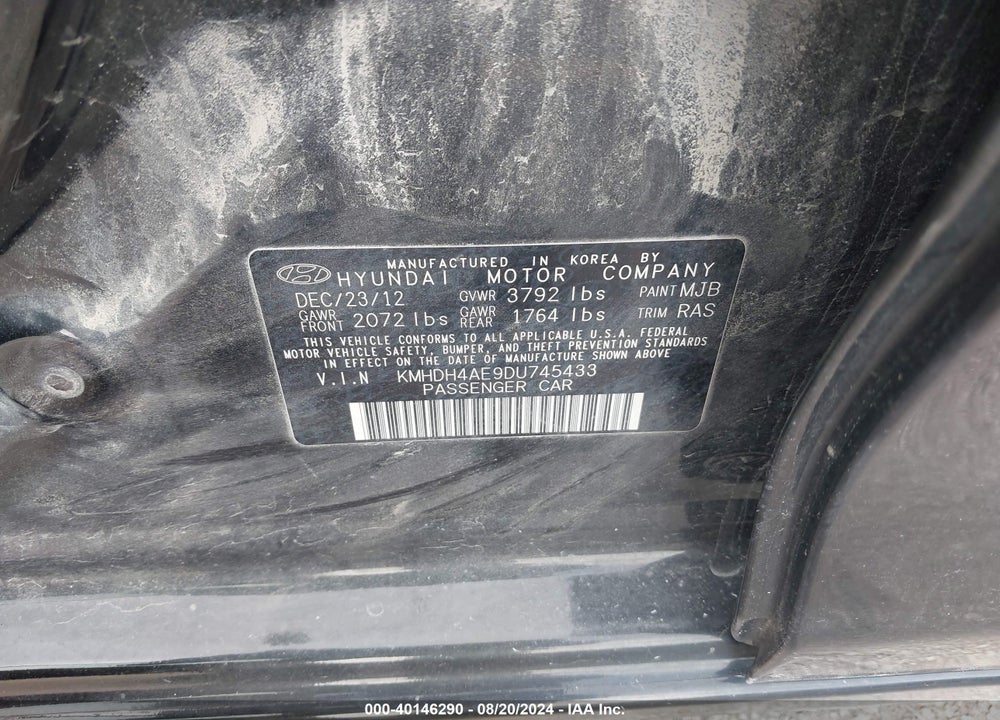 2013 HYUNDAI ELANTRA GLS VIN: KMHDH4AE9DU745433