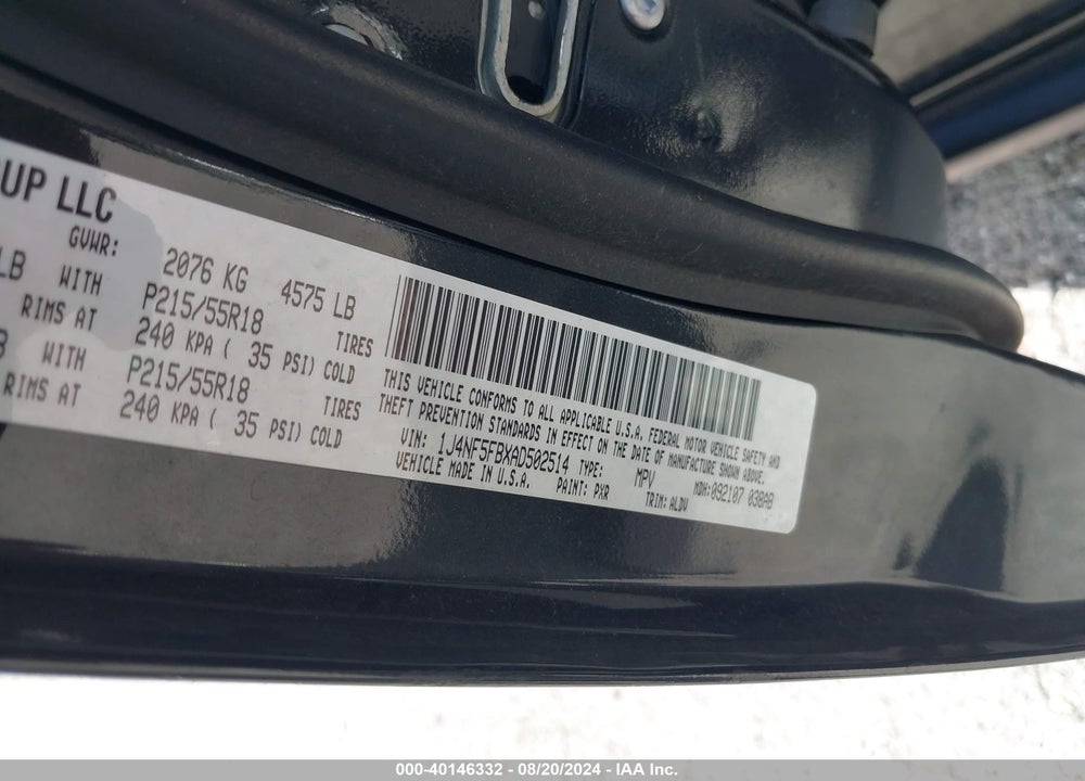 2010 JEEP COMPASS VIN: 1J4NF5FBXAD502514