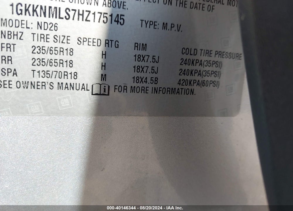 2017 GMC ACADIA SLT-1 VIN: 1GKKNMLS7HZ175145