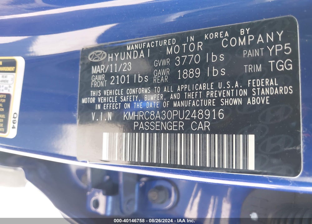 2023 HYUNDAI VENUE SEL VIN: KMHRC8A30PU248916
