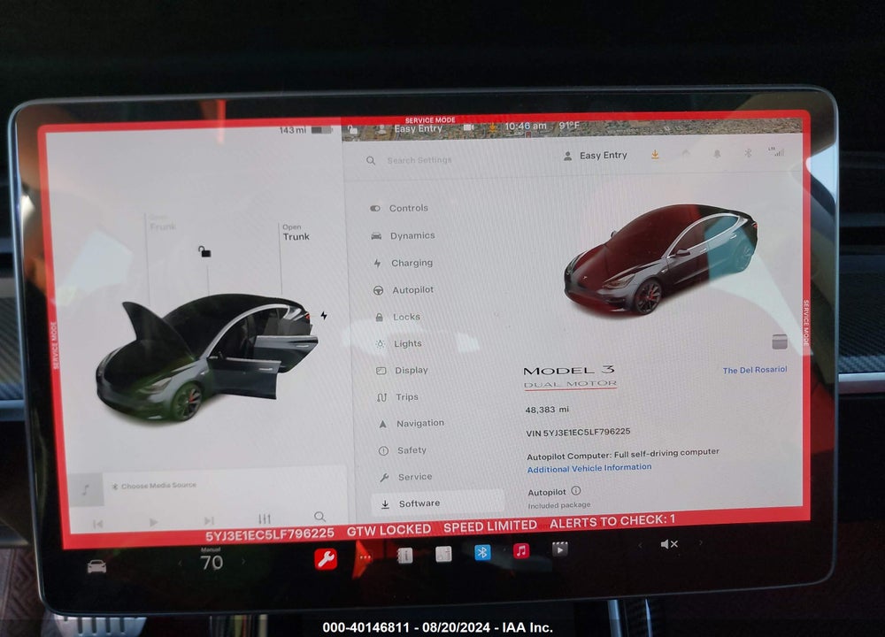 2020 TESLA MODEL 3 PERFORMANCE DUAL MOTOR ALL-WHEEL DRIVE VIN: 5YJ3E1EC5LF796225