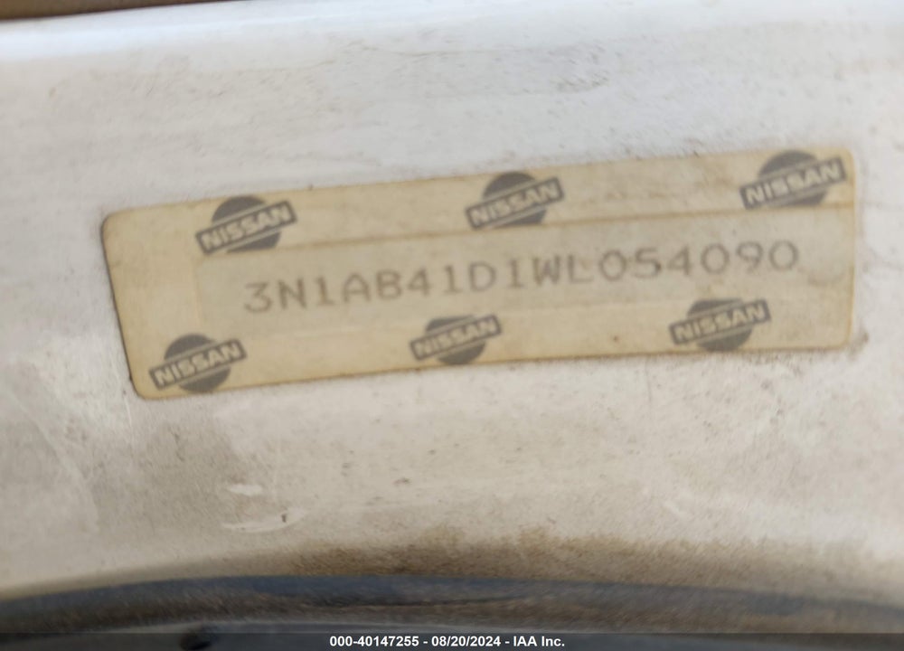1998 NISSAN SENTRA GXE/XE VIN: 3N1AB41D1WL054090