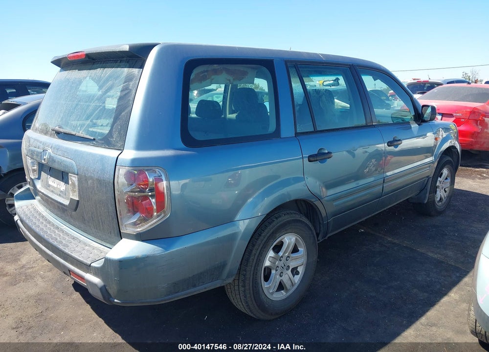 2007 HONDA PILOT LX VIN: 5FNYF28177B006626