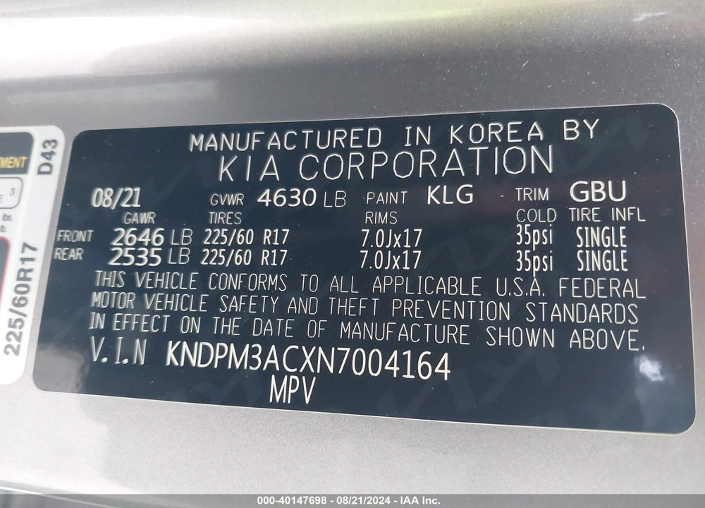 2022 KIA SPORTAGE LX VIN: KNDPM3ACXN7004164