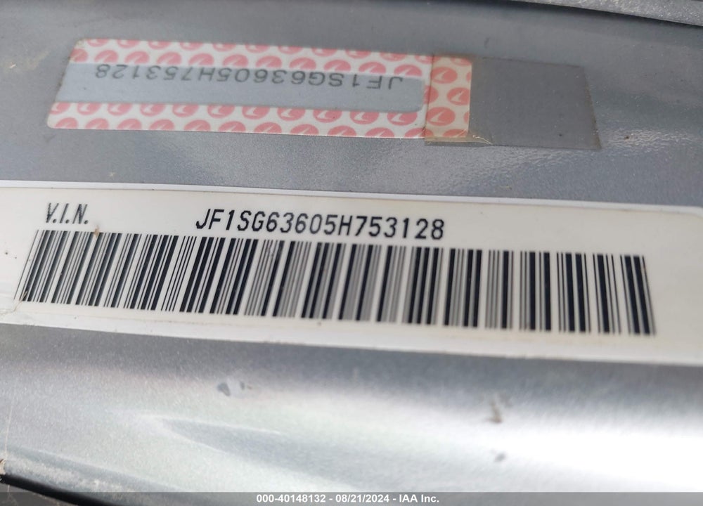 2005 SUBARU FORESTER 2.5X VIN: JF1SG63605H753128