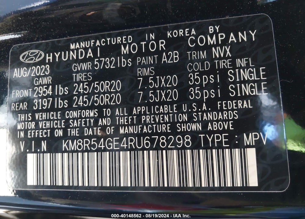 2024 HYUNDAI PALISADE LIMITED VIN: KM8R54GE4RU678298