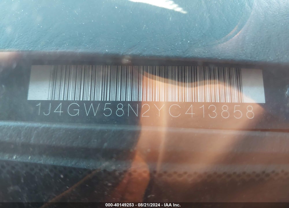 2000 JEEP GRAND CHEROKEE LIMITED VIN: 1J4GW58N2YC413858