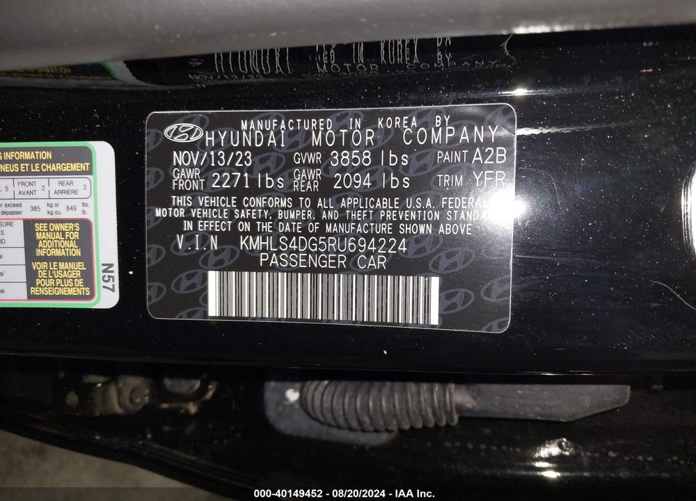 2024 HYUNDAI ELANTRA SEL VIN: KMHLS4DG5RU694224