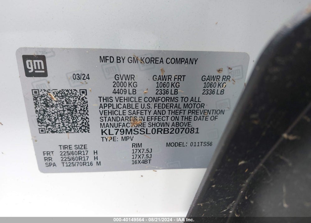 2024 CHEVROLET TRAILBLAZER AWD ACTIV VIN: KL79MSSL0RB207081