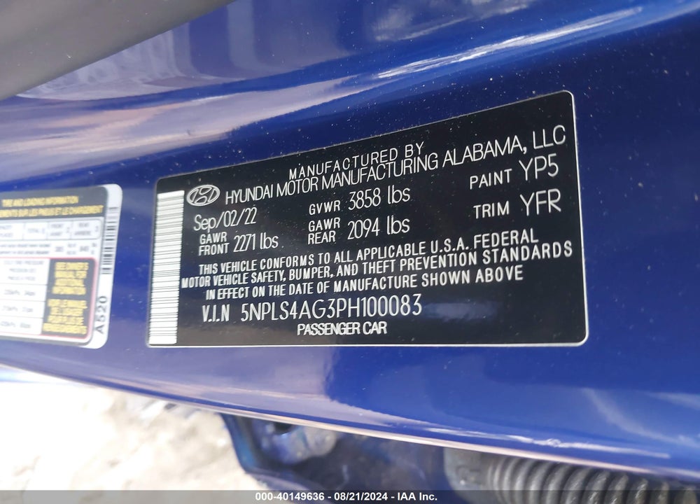 2023 HYUNDAI ELANTRA SEL VIN: 5NPLS4AG3PH100083