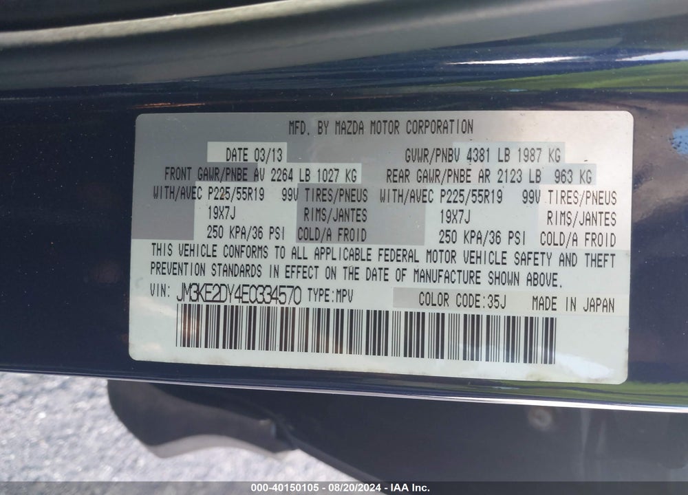 2014 MAZDA CX-5 GRAND TOURING VIN: JM3KE2DY4E0334570