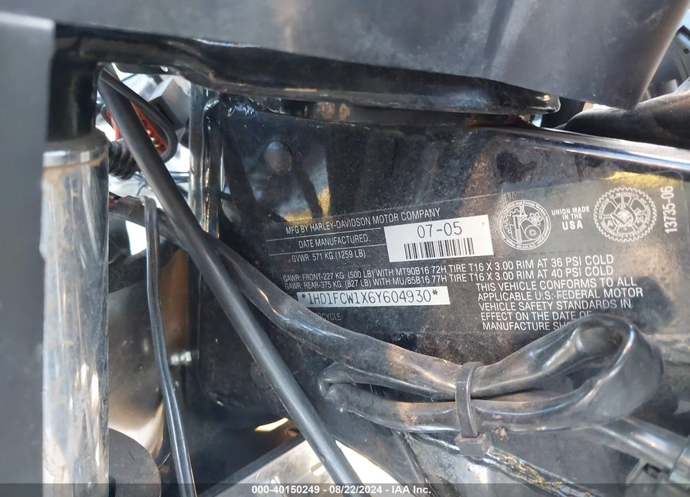 2006 HARLEY-DAVIDSON FLHTCUI VIN: 1HD1FCW1X6Y604930