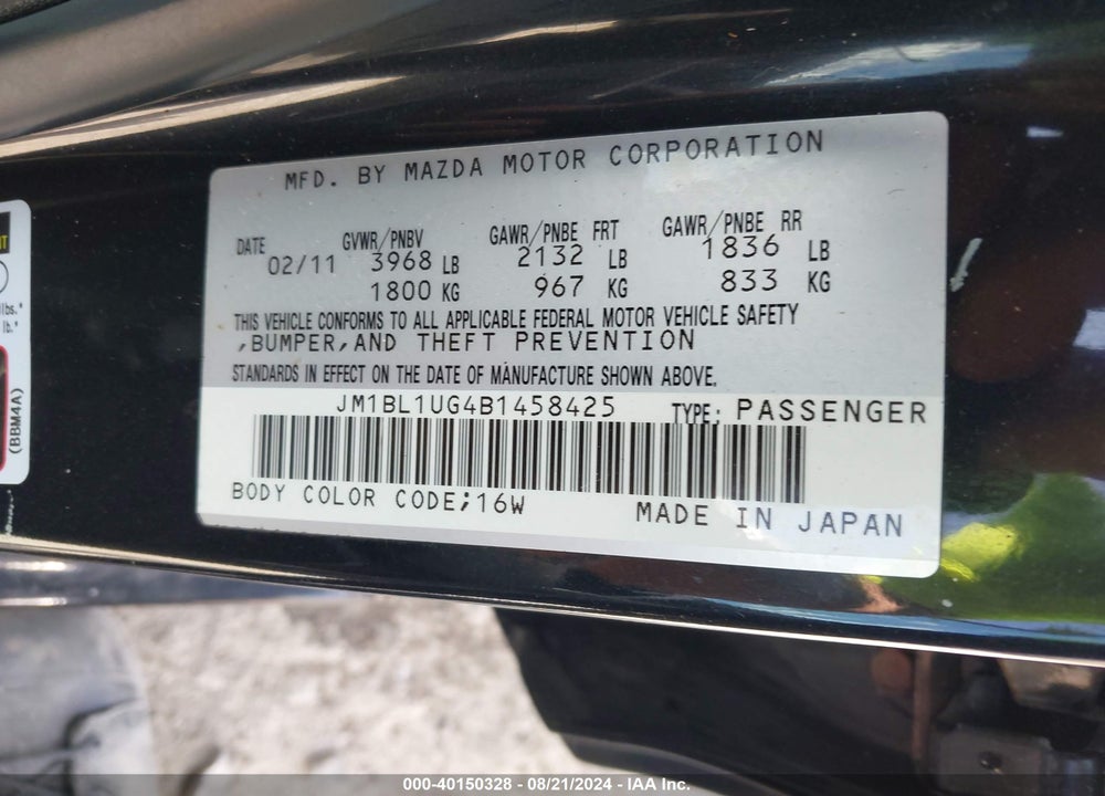 2011 MAZDA 3 I SPORT VIN: JM1BL1UG4B1458425