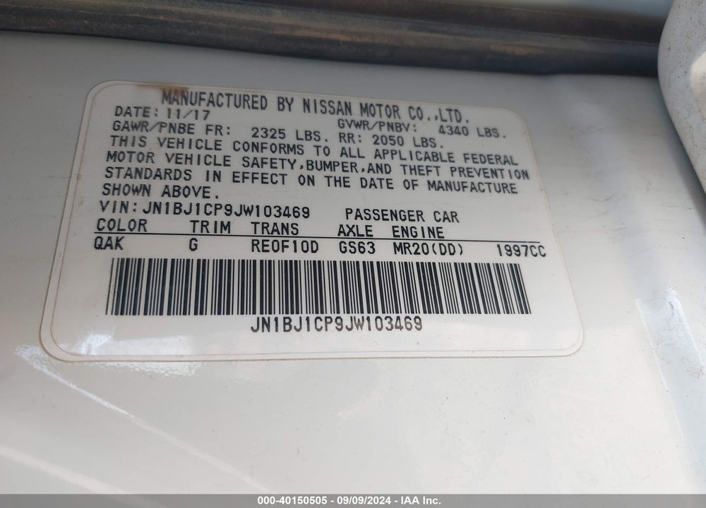 2018 NISSAN ROGUE SPORT S VIN: JN1BJ1CP9JW103469