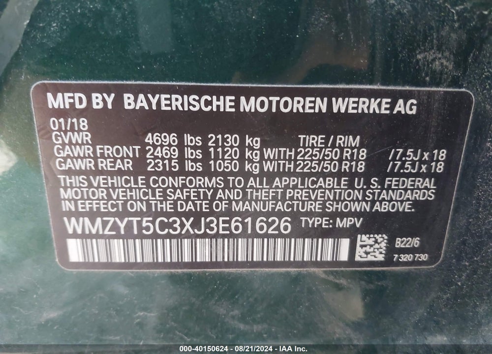 2018 MINI COUNTRYMAN COOPER S VIN: WMZYT5C3XJ3E61626