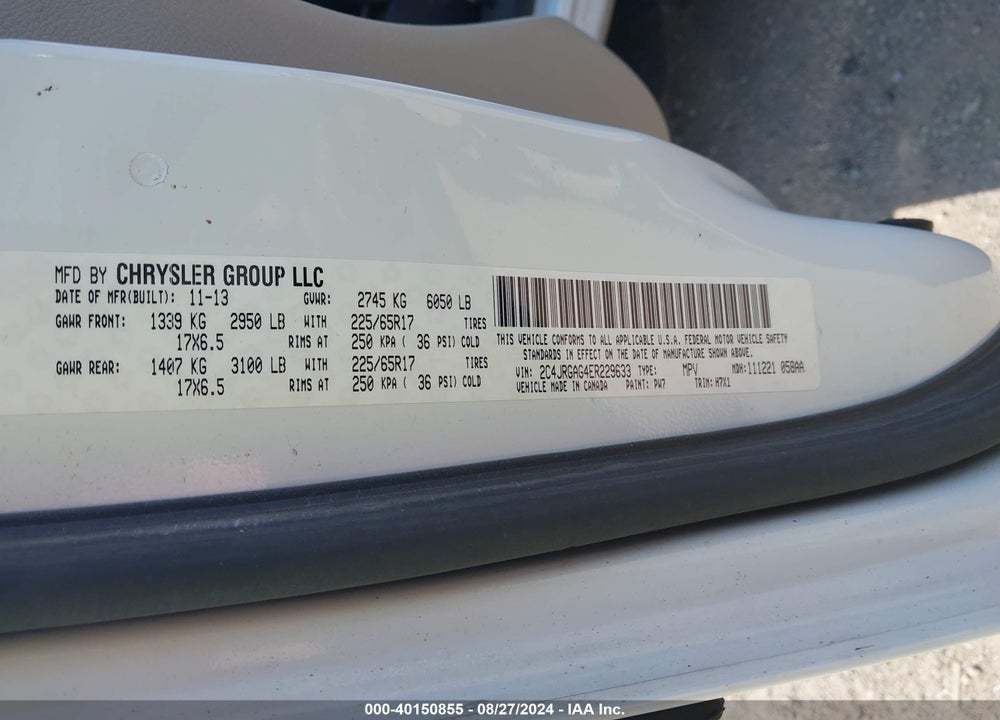 2014 RAM CARGO TRADESMAN VIN: 2C4JRGAG4ER229633