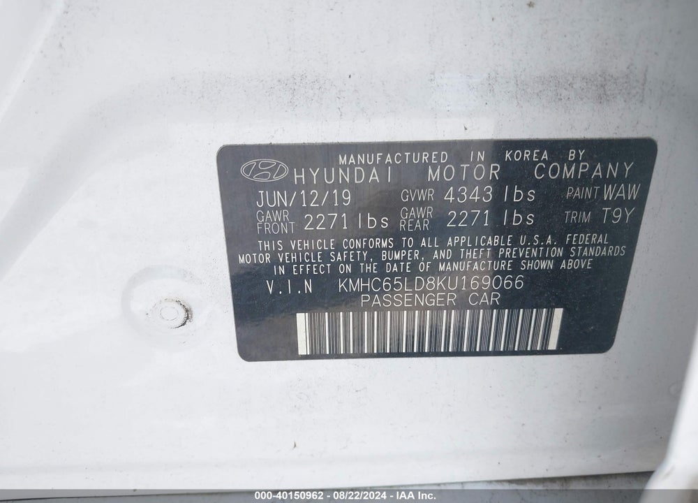 2019 HYUNDAI IONIQ PLUG-IN HYBRID VIN: KMHC65LD8KU169066
