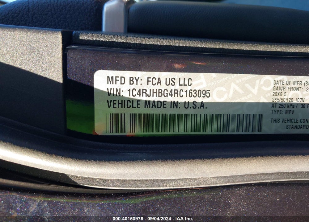 2024 JEEP GRAND CHEROKEE LIMITED 4X4 VIN: 1C4RJHBG4RC163095