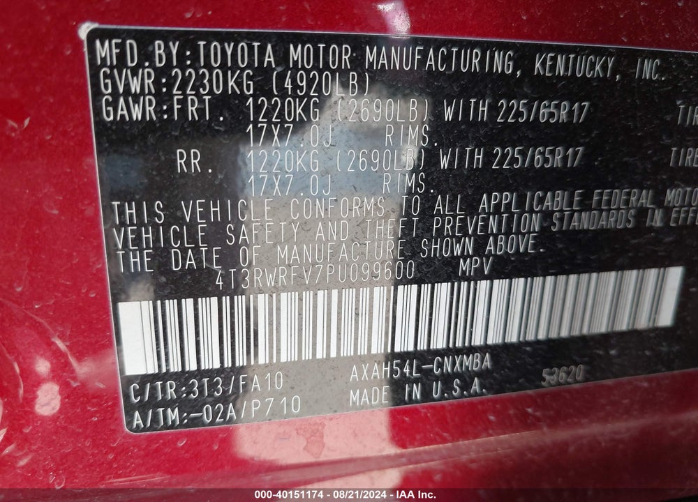 2023 TOYOTA RAV4 HYBRID XLE VIN: 4T3RWRFV7PU099600