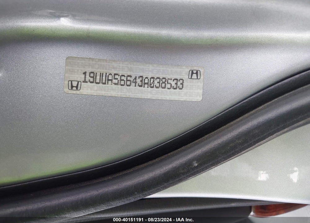 2003 ACURA TL 3.2 VIN: 19UUA56643A038533