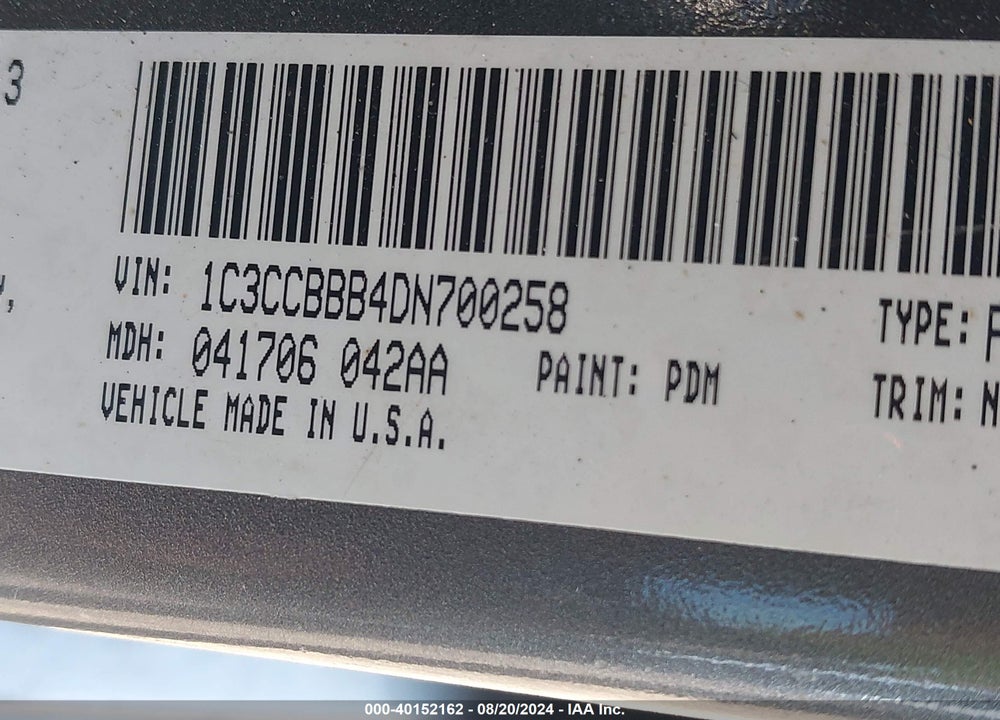 2013 CHRYSLER 200 TOURING VIN: 1C3CCBBB4DN700258