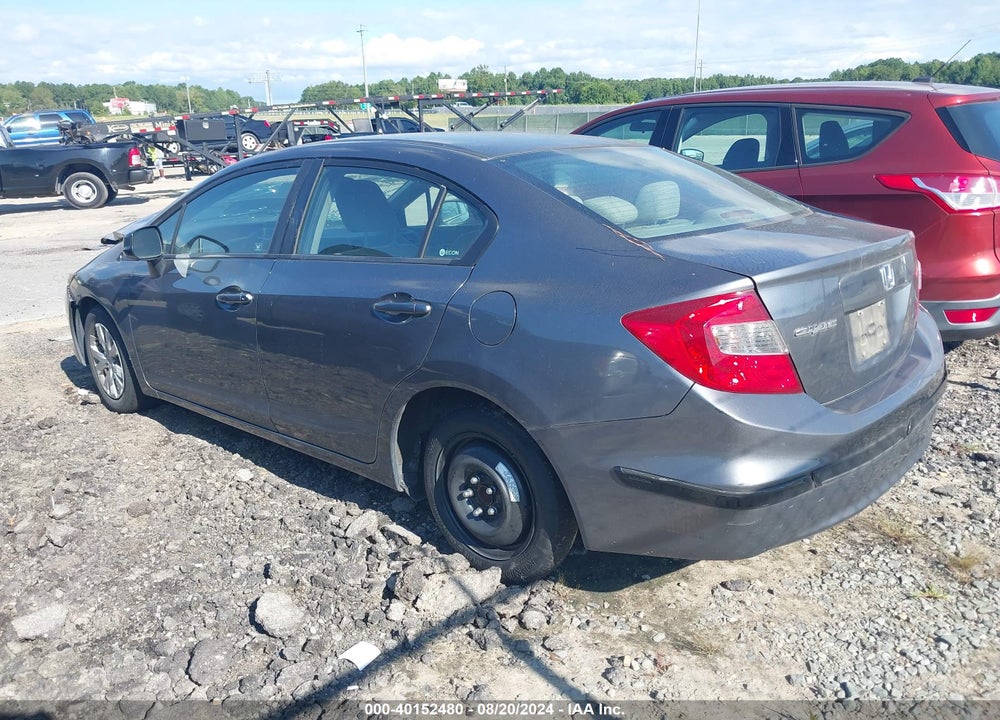 2012 HONDA CIVIC LX VIN: 19XFB2F58CE387217