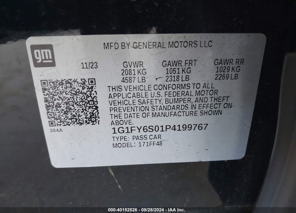2023 CHEVROLET BOLT EUV FWD LT VIN: 1G1FY6S01P4199767
