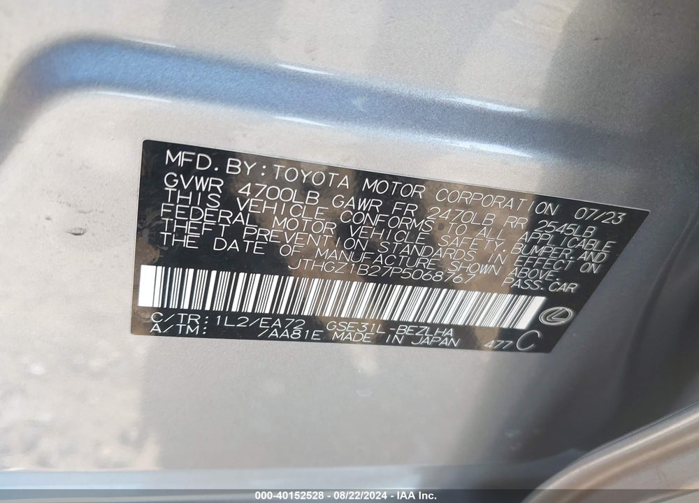 2023 LEXUS IS 350 F-SPORT VIN: JTHGZ1B27P5068767
