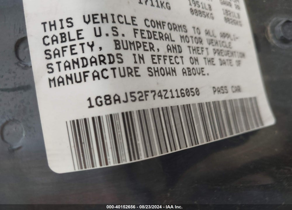 2004 SATURN ION 2 VIN: 1G8AJ52F74Z116050