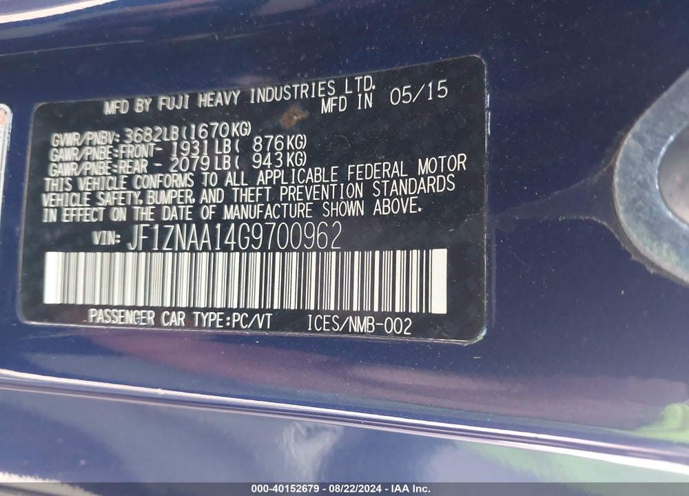 2016 SCION FR-S VIN: JF1ZNAA14G9700962