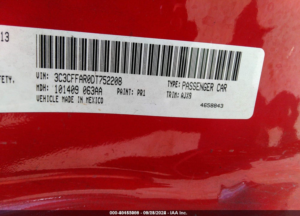 2013 FIAT 500 POP VIN: 3C3CFFAR0DT752208