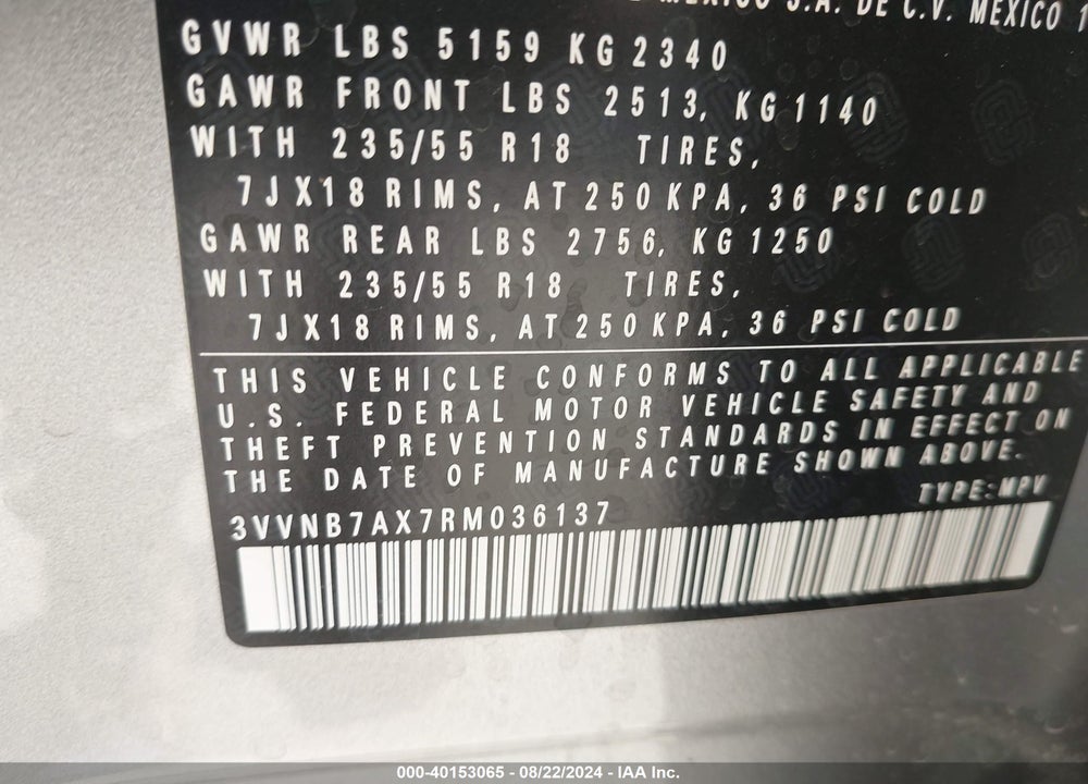 2024 VOLKSWAGEN TIGUAN 2.0T SE VIN: 3VVNB7AX7RM036137