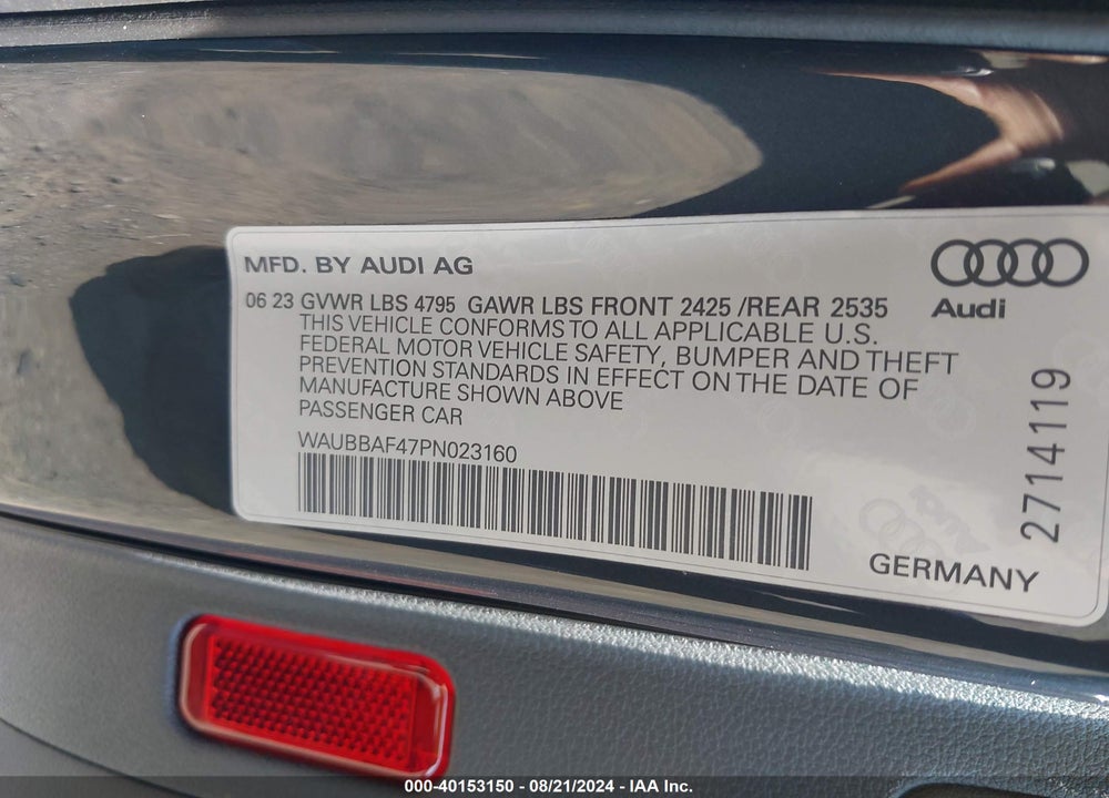 2023 AUDI A4 PREMIUM PLUS 40 TFSI QUATTRO S TRONIC VIN: WAUBBAF47PN023160