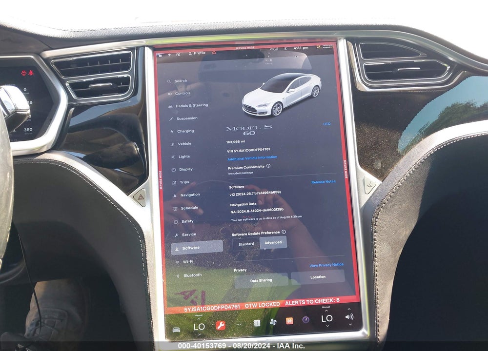 2013 TESLA MODEL S VIN: 5YJSA1CG0DFP04761