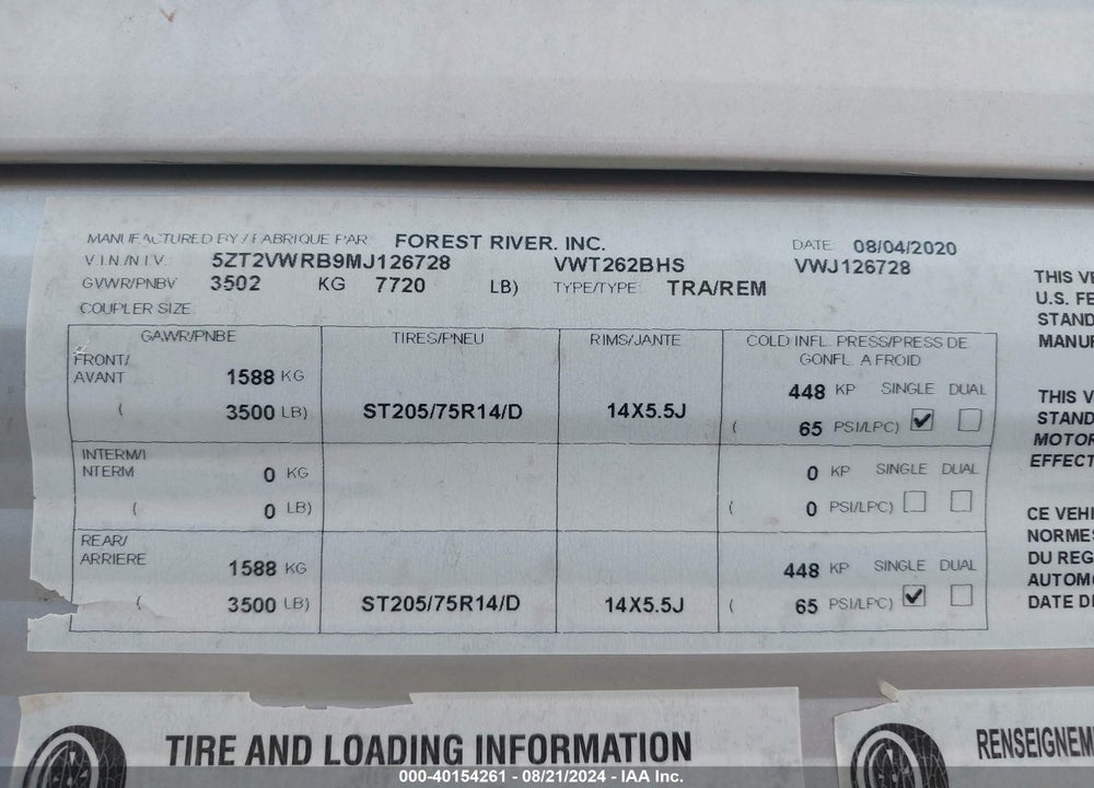 2021 VIKING N/A VIN: 5ZT2VWRB9MJ126728