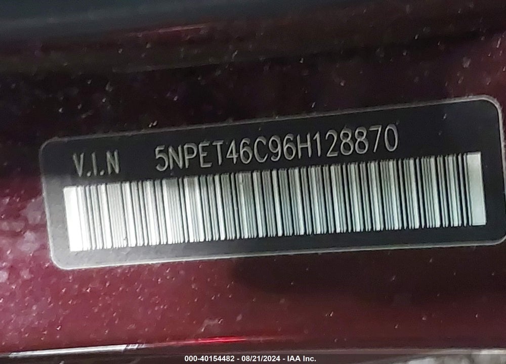 2006 HYUNDAI SONATA GL VIN: 5NPET46C96H128870