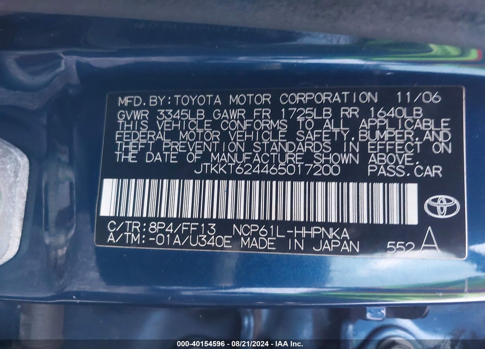 2006 SCION XA VIN: JTKKT624465017200