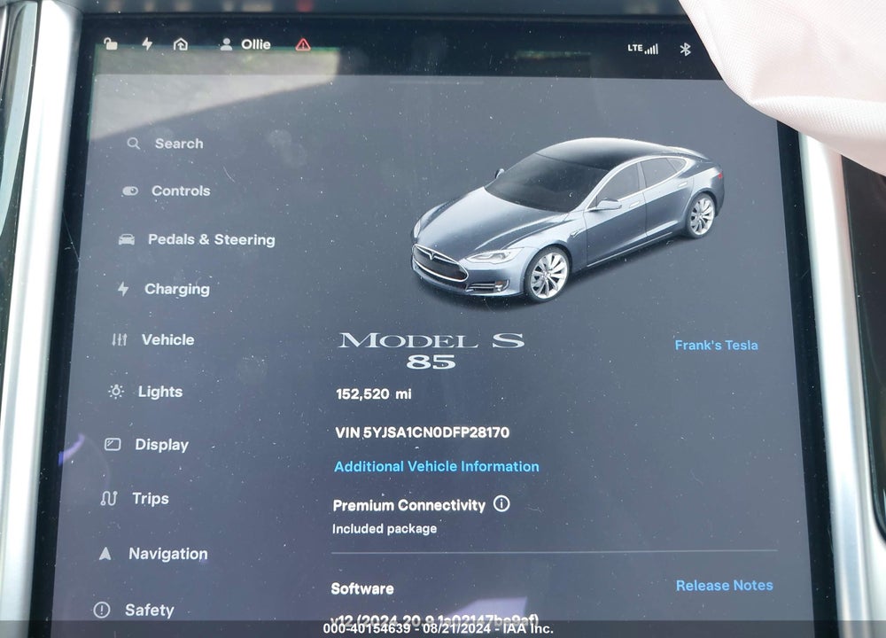 2013 TESLA MODEL S VIN: 5YJSA1CN0DFP28170