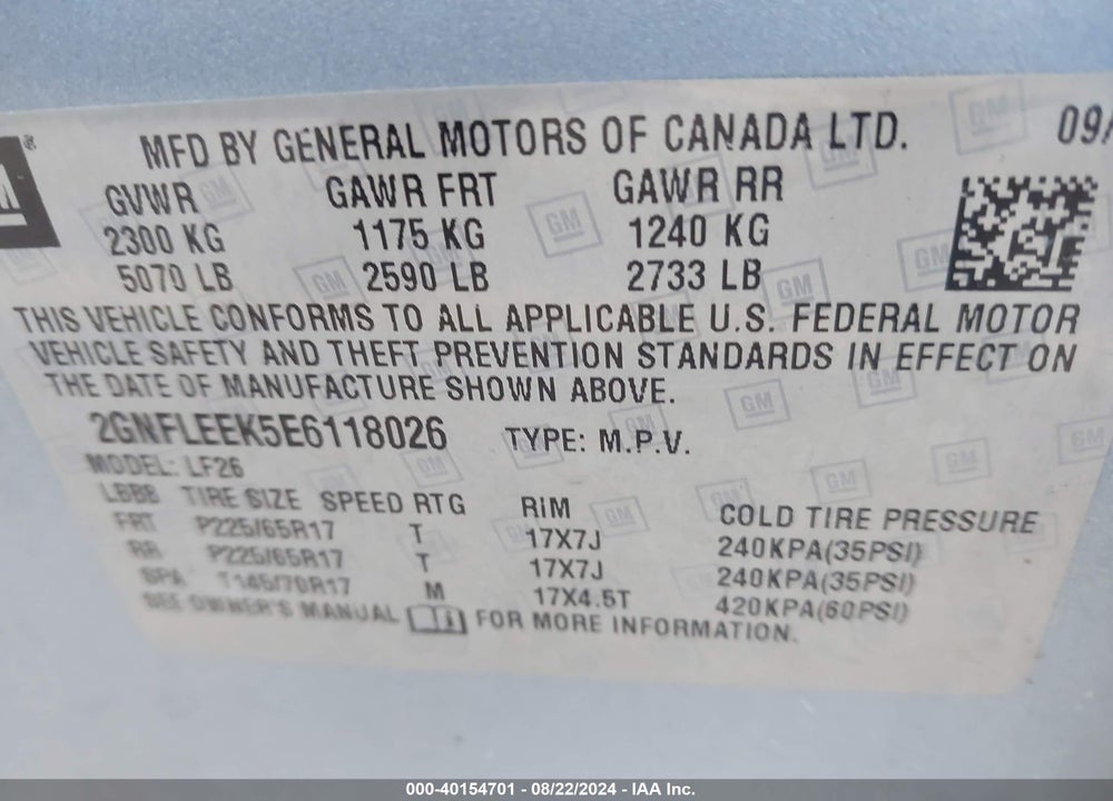 2014 CHEVROLET EQUINOX LS VIN: 2GNFLEEK5E6118026